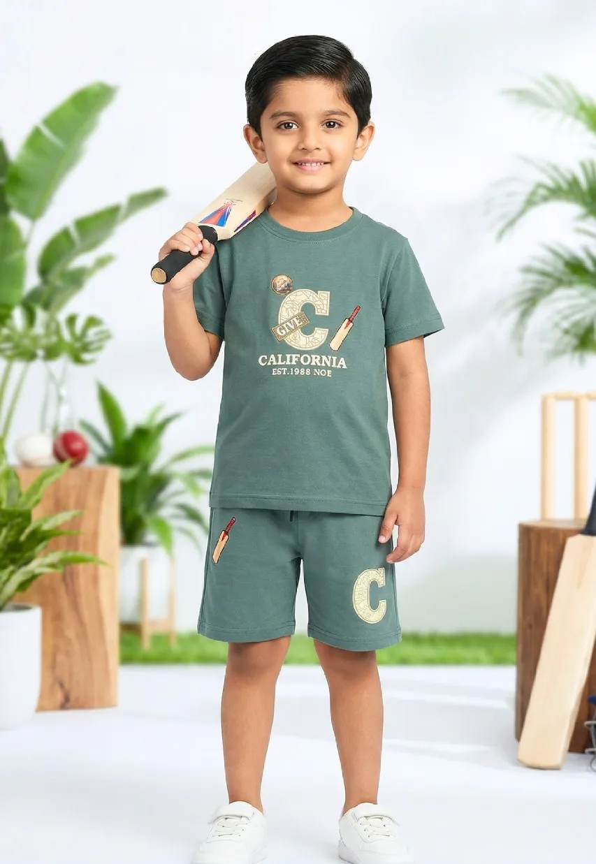 Boys Cotton Printed Shirt & Shorts Co-ord Set Alternate