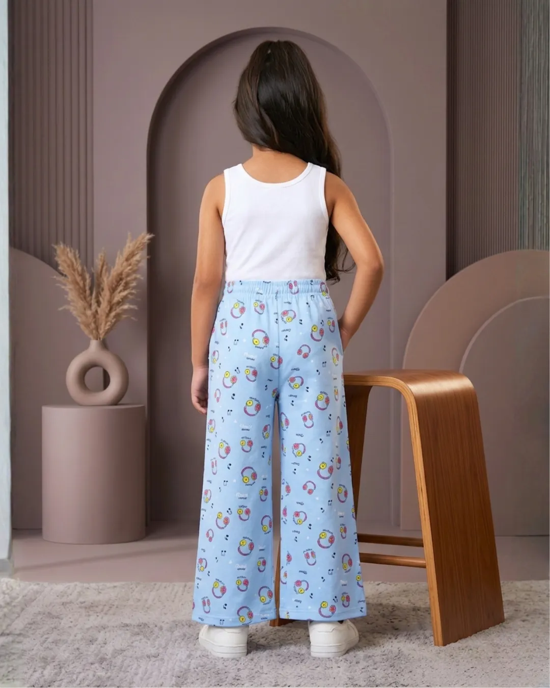 Girls Printed Wide-Leg Cotton Pants Alternate